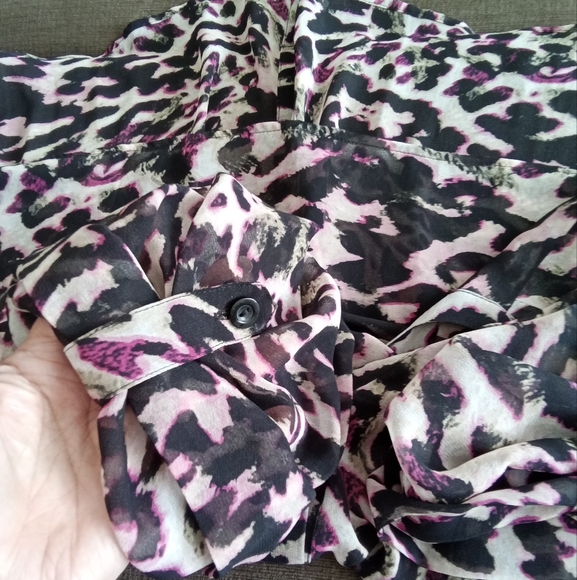 Kensie Black Pink Abstract Print Top XL - Picture 6 of 6